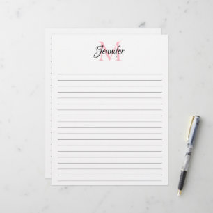 Chic Calligraphy Minimalist Lined Monogram Letterhead