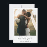 Chic Calligraphy Minimalist Photo Simple Wedding Thank You Card<br><div class="desc">Simple Photo Wedding Thank You Card with "thank you" in calligraphy along with your names below your favourite picture.  The backside has your personalized thank you message in black and white.  A minimalist design with chic typography for an elegant touch.</div>