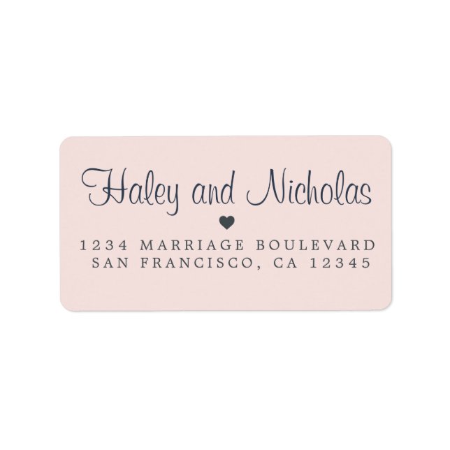 Chic Calligraphy Names Pink Wedding Return Address Label (Front)