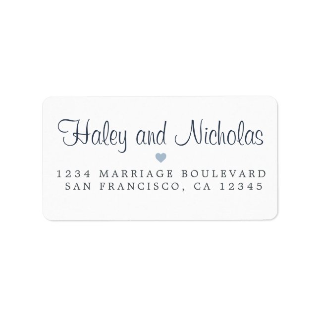 Chic Calligraphy Names Wedding Return Address Labe Label (Front)