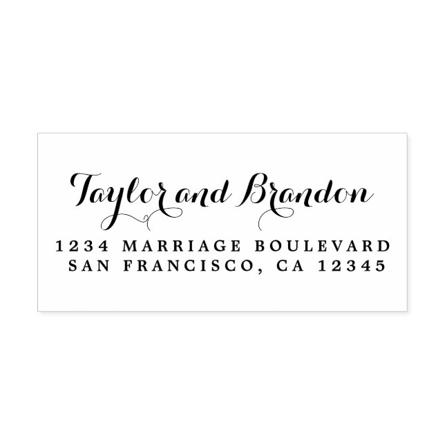 Chic Calligraphy Names Wedding Return Address Rubber Stamp (Imprint)