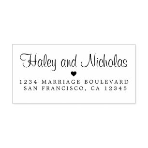 Chic Calligraphy Names Wedding Return Address  Sel Self-inking Stamp