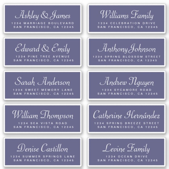 Chic Calligraphy Navy Blue Guest Address Labels (Front)