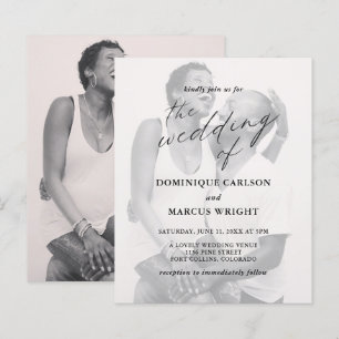 Chic Calligraphy Photo Budget Wedding Invitation