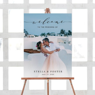 Chic Calligraphy Photo Wedding Welcome Sign