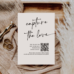 Chic Calligraphy Script Capture The Love QR code  Enclosure Card