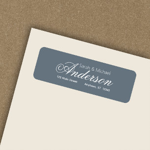 Chic Calligraphy Script Dusty Blue Return Address