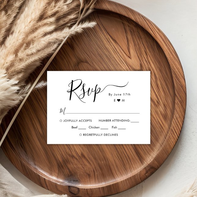 Chic Calligraphy Script Monogram Wedding RSVP (Creator Uploaded)