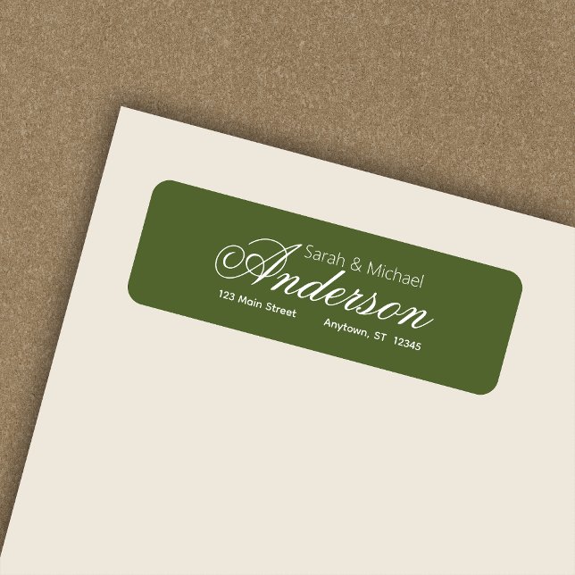 Chic Calligraphy Script Olive Green Return Address (Creator Uploaded)