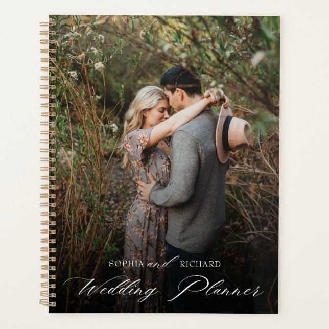 Chic Calligraphy Script Personalized Photo  Planner (Front)