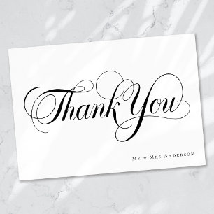 Chic Calligraphy Script Personalized Wedding Thank You Card