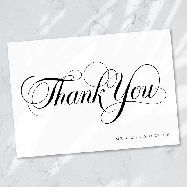 Chic Calligraphy Script Personalized Wedding Thank You Card (Creator Uploaded)