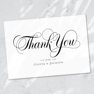 Chic Calligraphy Script Personalized Wedding Thank You Card