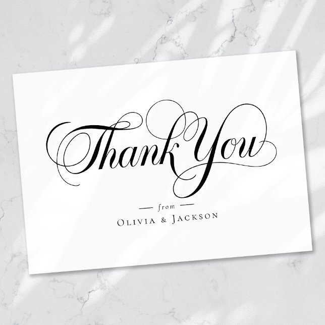 Chic Calligraphy Script Personalized Wedding Thank You Card (Creator Uploaded)