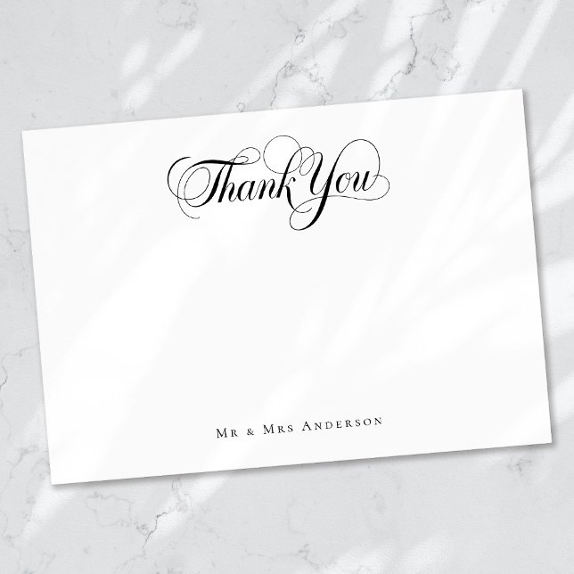 Chic Calligraphy Script Personalized Wedding Thank You Card (Creator Uploaded)
