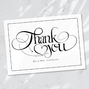 Chic Calligraphy Script Personalized Wedding Thank You Card