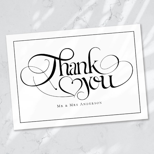 Chic Calligraphy Script Personalized Wedding Thank You Card (Creator Uploaded)