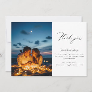 Chic Calligraphy Script Photo Wedding Thank You Card