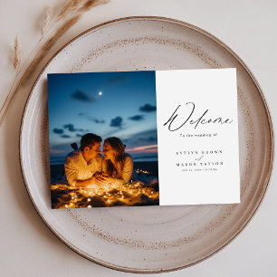 Chic Calligraphy Script Photo Wedding Thank You Card