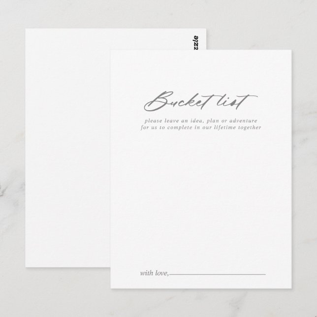 Chic Calligraphy Silver Wedding Bucket List Cards (Front/Back)