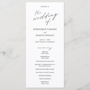 Chic Calligraphy Simple Elegant Wedding Program