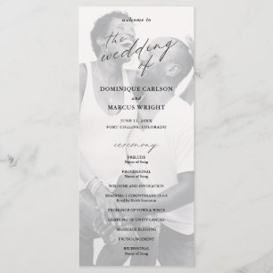 Chic Calligraphy Simple Photo Wedding Program
