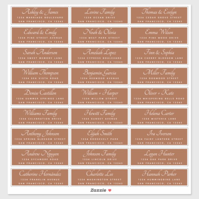 Chic Calligraphy Terracotta Guest Address Labels (Sheet)