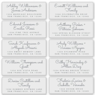 Chic Calligraphy Transparent Guest Address Labels