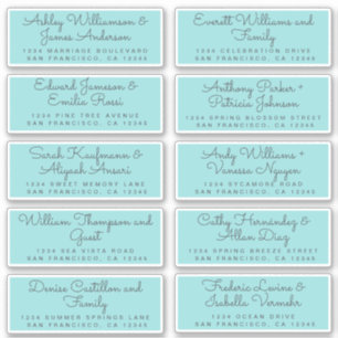 Chic Calligraphy Turquoise Guest Address Labels