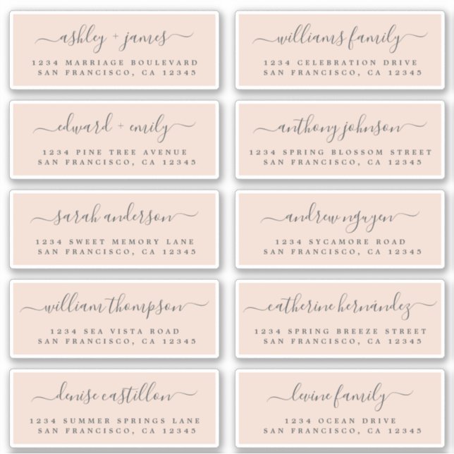 Chic Calligraphy Wedding Guest Address Labels (Front)
