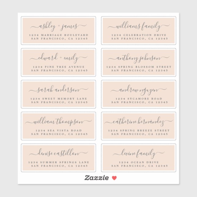 Chic Calligraphy Wedding Guest Address Labels (Sheet)