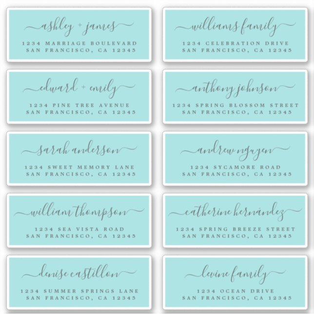 Chic Calligraphy Wedding Guest Address Labels (Front)
