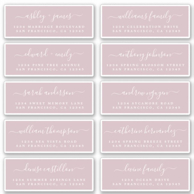 Chic Calligraphy Wedding Guest Address Labels (Front)