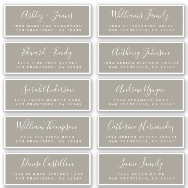 Chic Calligraphy Wedding Guest Address Labels (Front)