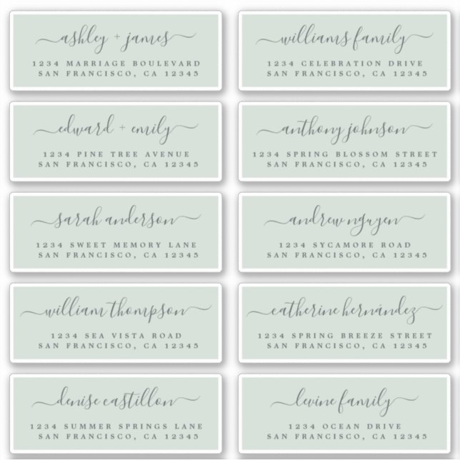 Chic Calligraphy Wedding Guest Address Labels (Front)