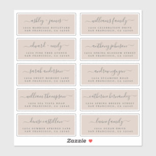 Chic Calligraphy Wedding Guest Address Labels
