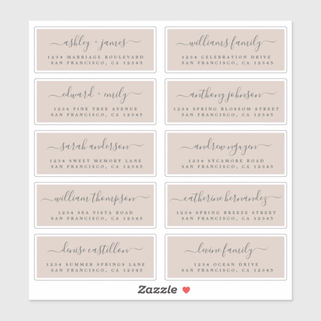Chic Calligraphy Wedding Guest Address Labels (Sheet)