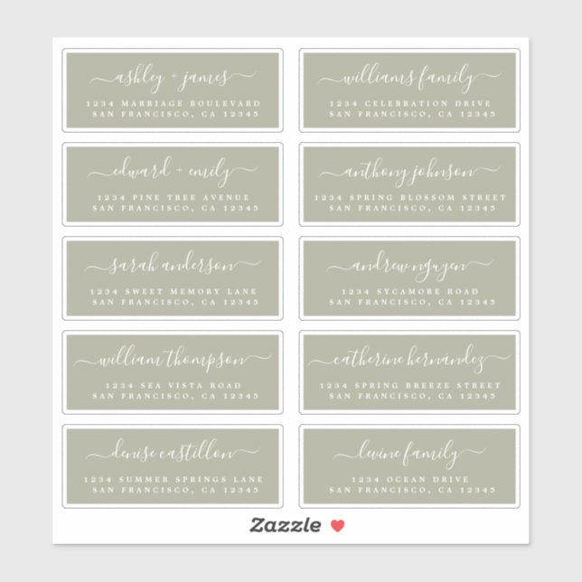 Chic Calligraphy Wedding Guest Address Labels (Sheet)