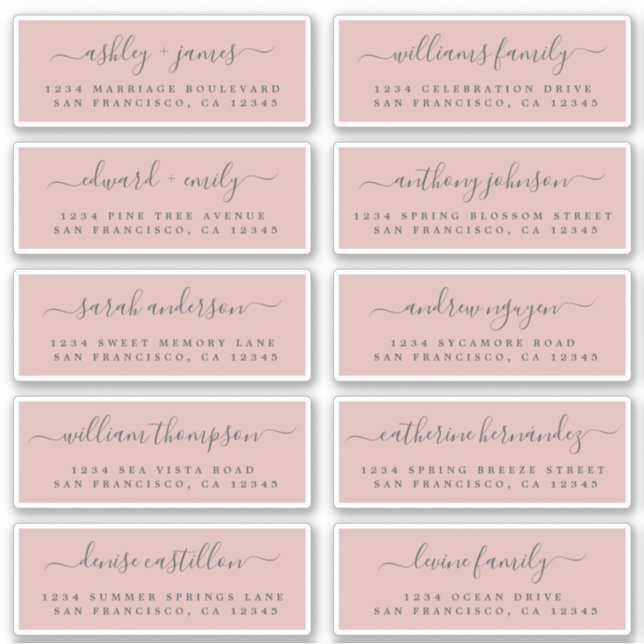 Chic Calligraphy Wedding Guest Address Labels (Front)