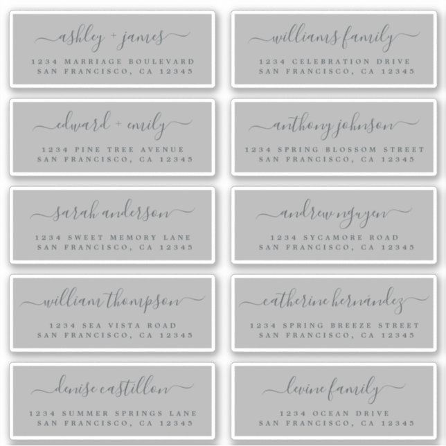 Chic Calligraphy Wedding Guest Address Labels (Front)