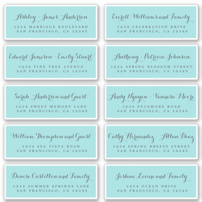 Chic Calligraphy Wedding Guest Address Labels (Front)