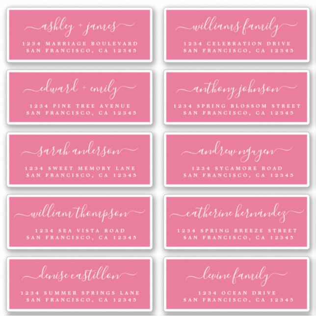 Chic Calligraphy Wedding Guest Address Labels (Front)