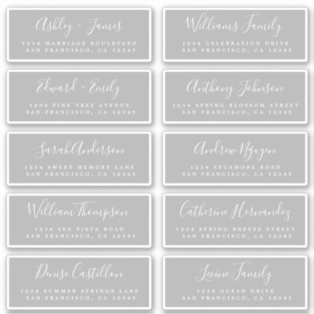 Chic Calligraphy Wedding Guest Address Labels (Front)