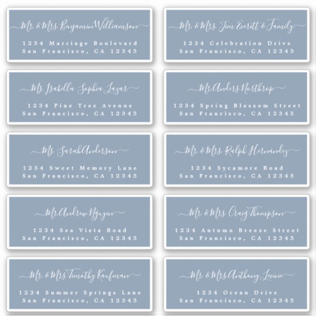 Chic Calligraphy Wedding Guest Address Labels (Front)