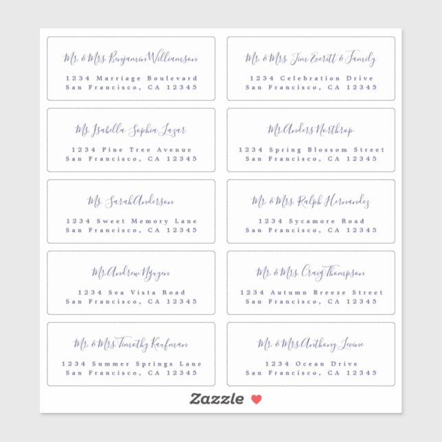 Chic Calligraphy Wedding Guest Address Labels (Sheet)
