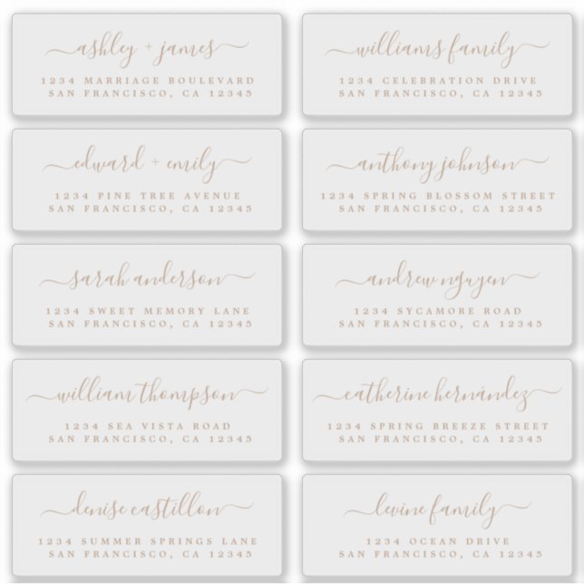 Chic Calligraphy Wedding Guest Address Labels (Front)