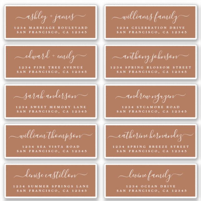 Chic Calligraphy Wedding Guest Address Labels (Front)