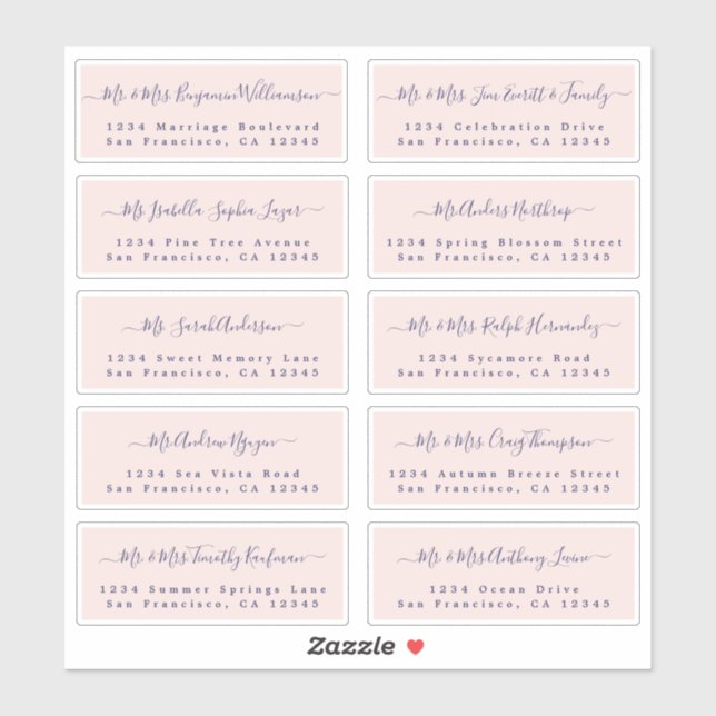 Chic Calligraphy Wedding Guest Address Labels (Sheet)