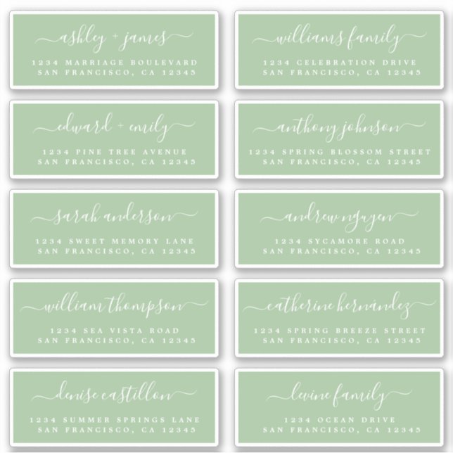 Chic Calligraphy Wedding Guest Address Labels (Front)