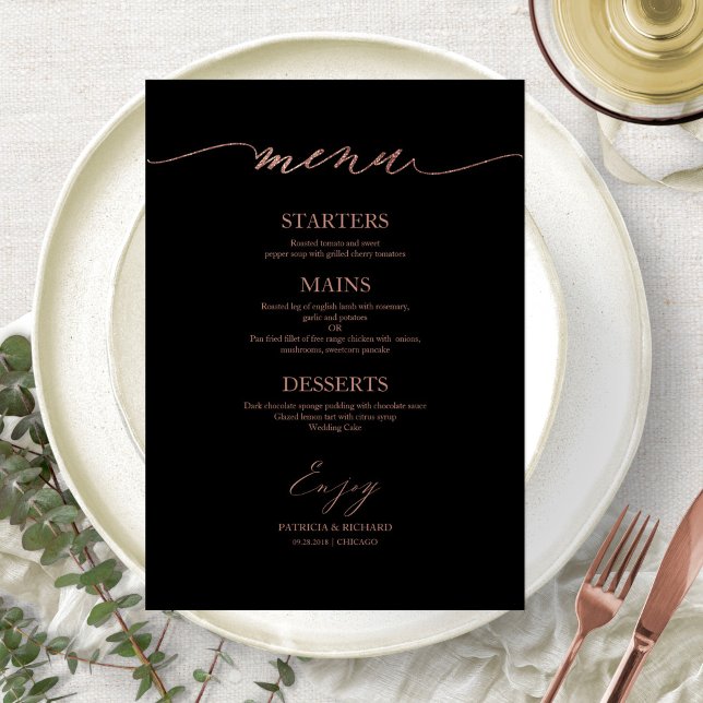 Chic Calligraphy Wedding Menu Card For Plate (Creator Uploaded)